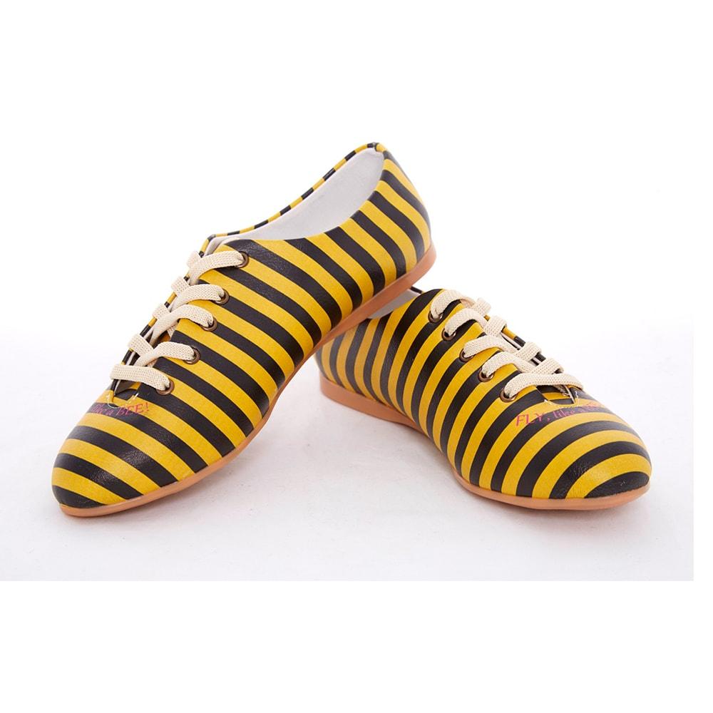 Black and Yellow Striped Ballerinas Shoes SLV073 (506275135520)