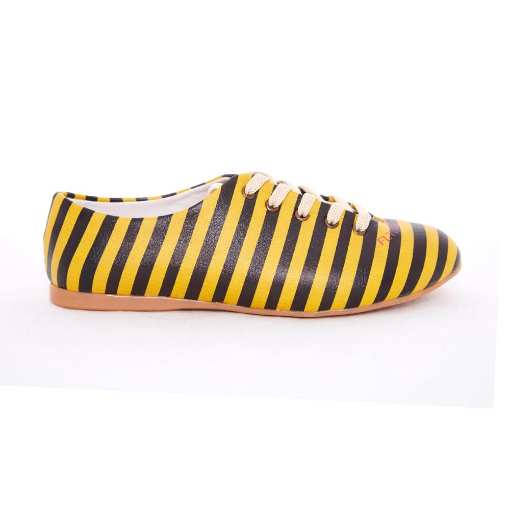 Black and Yellow Striped Ballerinas Shoes SLV073 (506275135520)